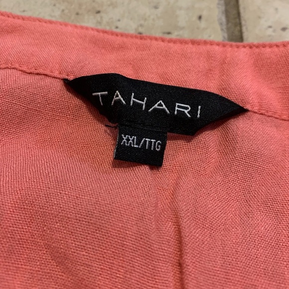 TAHARI Pink/Coral Tunic Blouse Shirt Tie Front XXL - Picture 3 of 7